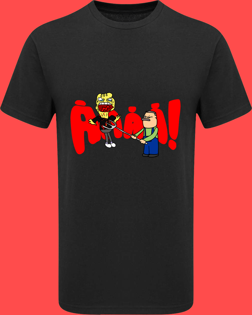 Vasvillás rövid ujjú póló - piros mintás